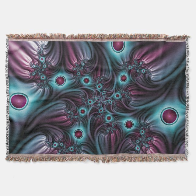 In i djupblått Rosa Abstrakt Fractal Art Mysfilt (Framsidan)