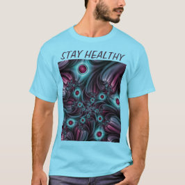 In i djupblått Rosa-Abstrakt, texttext i rektangel T Shirt