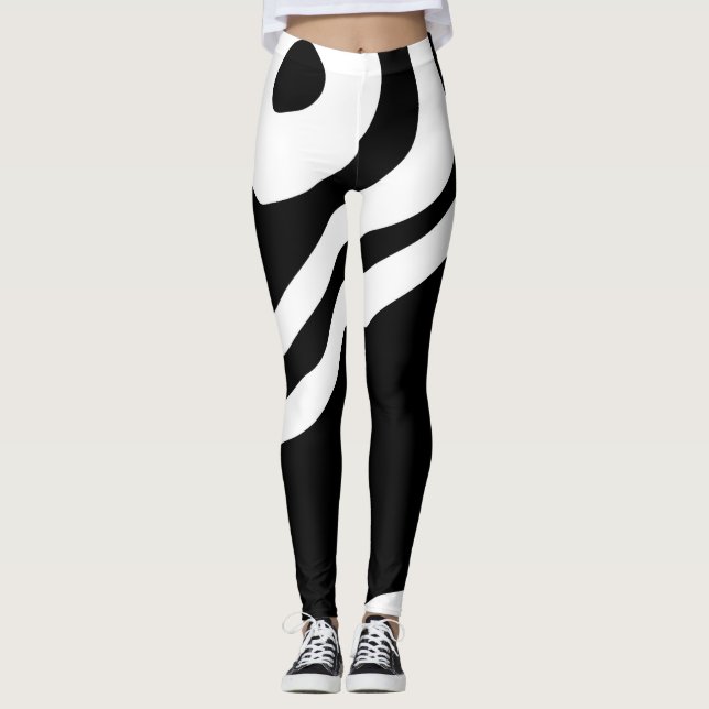 In i djupet: Abstrakt Black & White Leggings (Framsida)