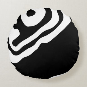 In i djupet: Abstrakt Black & White Rund Kudde