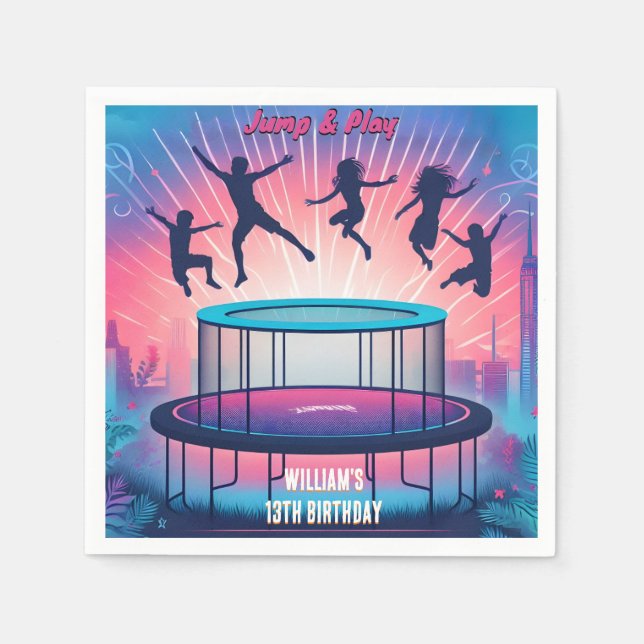 in i killars coola trampoline Park 13-årsdag Pappersservett (Framsidan)