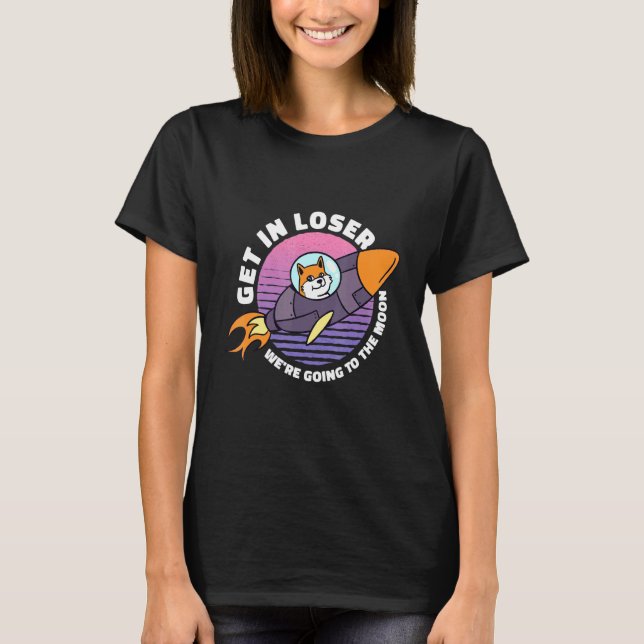 In i Loser Crypto Shibi i Måne Rocket S T Shirt (Framsida)