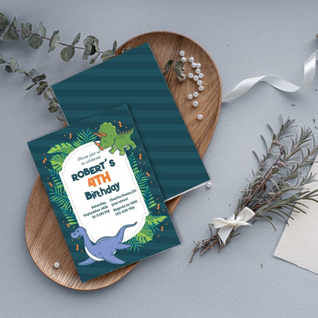 In i Roligten! Handritad dinosauaur-födelsedag Inbjudningar (Roar Into Fun Dinosaur Birthday Invitation)