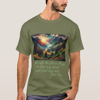 "...in i skogen går jag..." John Muir-citat Herr T Shirt