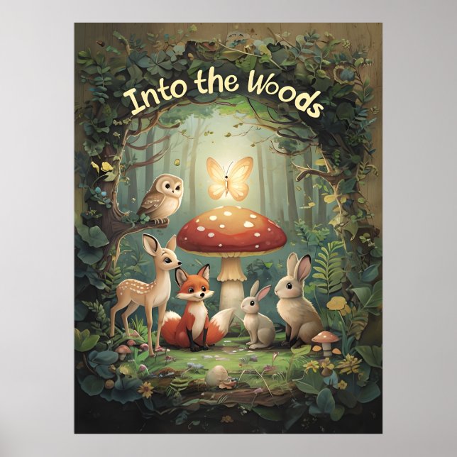In i skogen – Whimsical skogsdjur Poster (Framsidan)