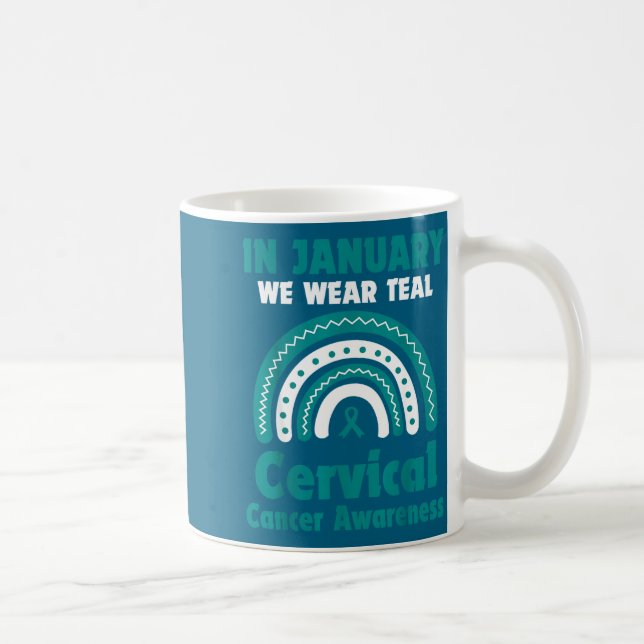In January We Wear Teal Cervical Cancer Awareness  Kaffemugg (Höger)
