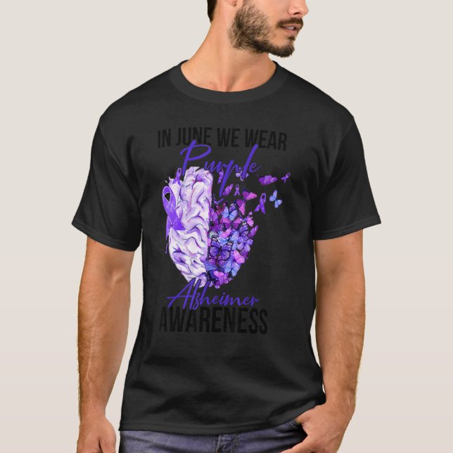In June We Wear Purple Alzheimer Awareness Brain T Shirt (Framsida)