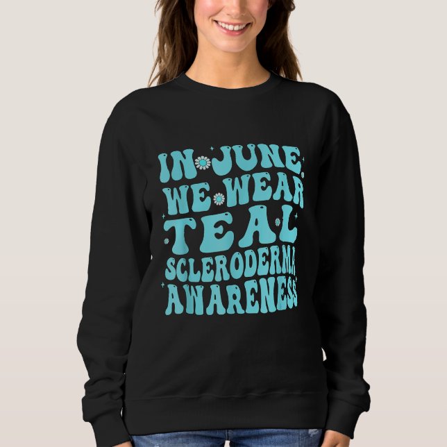 In June We Wear Teal Scleroderma Awareness Groovy T Shirt (Framsida)