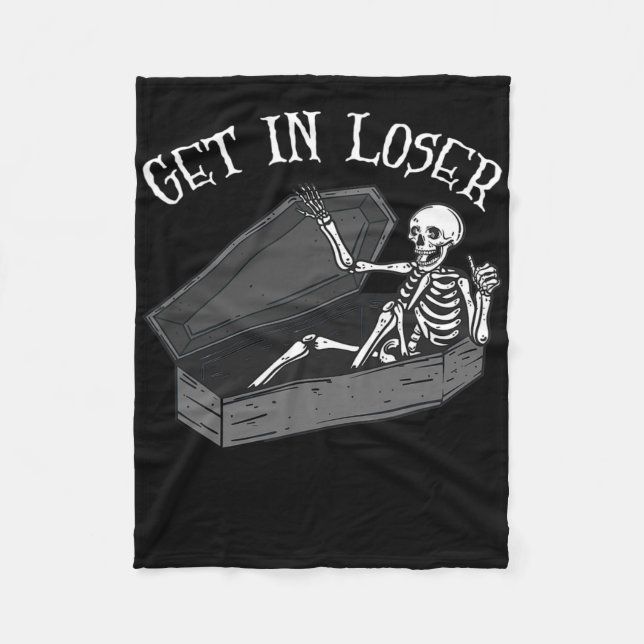 In Loser Skeleton i Coffin Halloween Roligt Manar Fleecefilt (Framsidan)