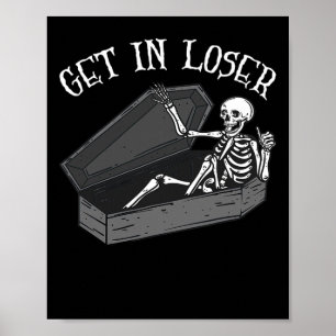 In Loser Skeleton i Coffin Halloween Roligt Manar Poster
