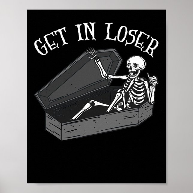 In Loser Skeleton i Coffin Halloween Roligt Manar Poster (Framsidan)