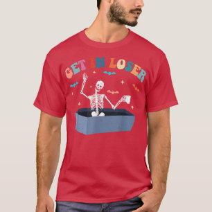 In Loser Skeleton in Coffin Funny Halloween 10 T Shirt
