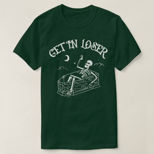 In Loser Skeleton in Coffin Spooky Halloween F T Shirt (Design framsida)