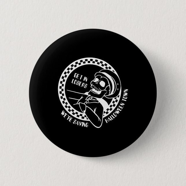 In Losers Lazy Halloween Costume Roligt Skeleton Knapp (Framsida)