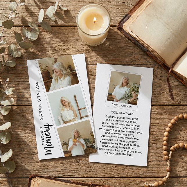 In Loving Memory 4 Photo Prayer Visitkort (Skapare uppladdad)