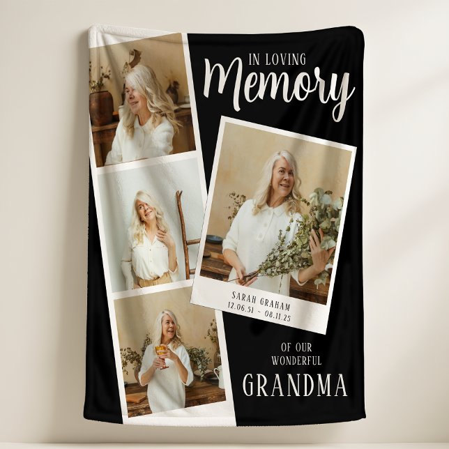 In Loving Memory 4 Photo Snaps Fleece Blanket (Skapare uppladdad)