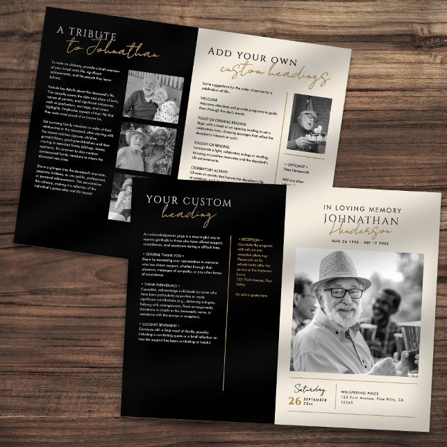 In Loving Memory 5-Photo Elegant Memorial Program (Skapare uppladdad)