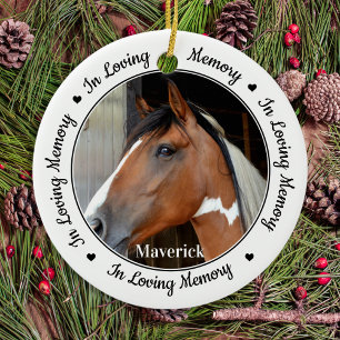 In Loving Memory Anpassningsbar Horse Photo Pet Me Julgransprydnad Keramik