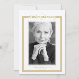 In Loving Memory B&W Golden Photo Service Dear Anteckningskort