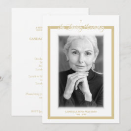 In Loving Memory B&W Golden Photo Service Dear Anteckningskort