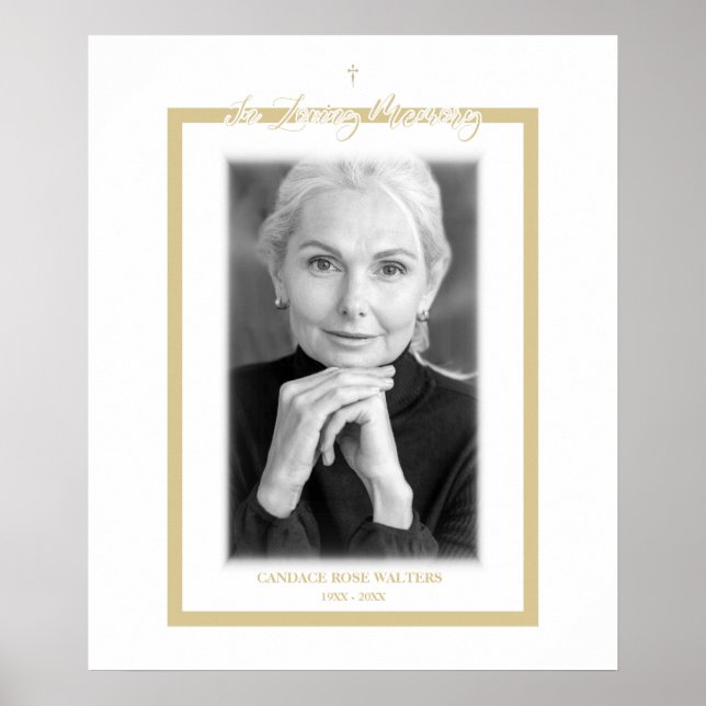 In Loving Memory B&W Golden Photo Service Dear Poster (Framsidan)