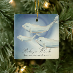 In Loving Memory Beluga Whale Family Memorial Julgransprydnad Keramik
