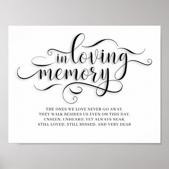 In Loving Memory Bröllop Memorial Sign Poster (Framsidan)