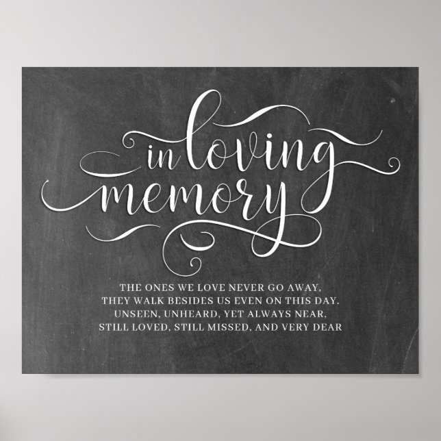 In Loving Memory Bröllop Memorial Sign Poster (Framsidan)