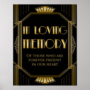In Loving Memory Bröllop Sign   Gatsby Art Deco Poster
