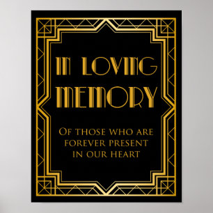 In Loving Memory Bröllop Sign   Gatsby Art Deco Poster