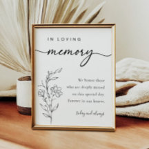 In Loving Memory Calligraphy Bröllop Sign