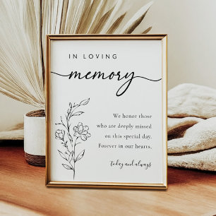 In Loving Memory Calligraphy Bröllop Sign Poster