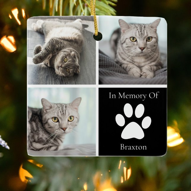In Loving Memory Cat Memorial Anpassningsbar Pet P Julgransprydnad Keramik (Skapare uppladdad)