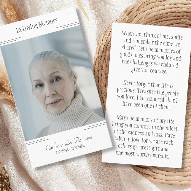 In Loving Memory Classic Photo Prayer Card Visitkort (In Loving Memory Classic Photo Prayer Card
)