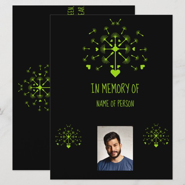 In Loving Memory Dandelion Art (Fram/baksida)