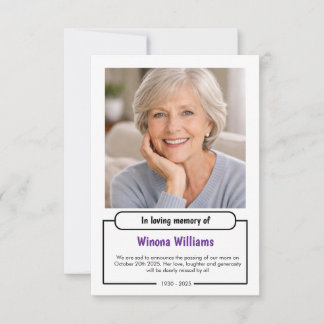 In Loving Memory Death Announcement Meddelande