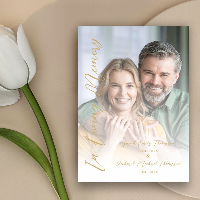 In Loving Memory Elegant Custom Couple's Funeral  Inbjudningar (Cherished Memories and Personalized Tribute for Couples.)