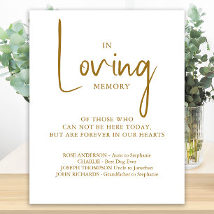 In Loving Memory Elegant Guld Bröllop Memorial Poster