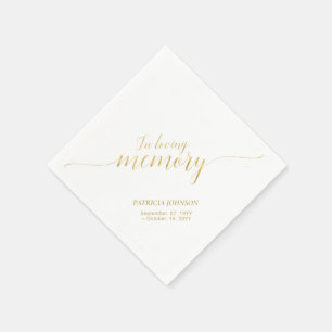 In Loving Memory Elegant Guldskrift Minnes Pappersservett