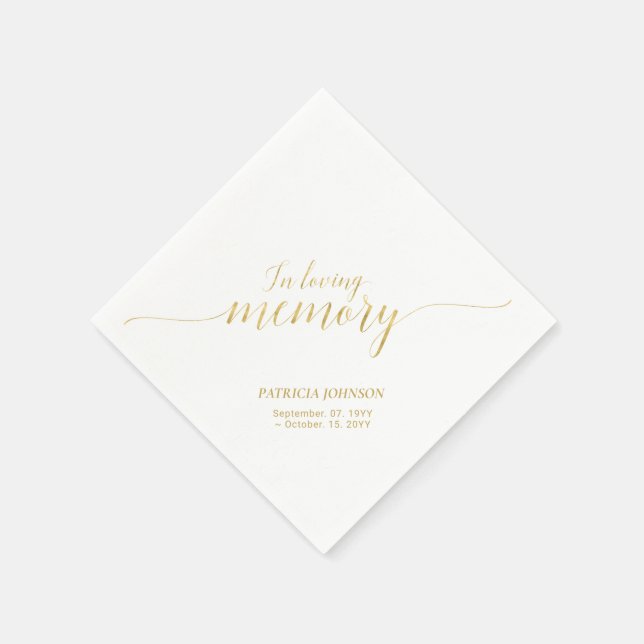 In Loving Memory | Elegant Guldskrift Minnes Pappersservett (Hörn)
