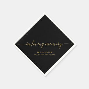 In Loving Memory   Elegant guldskrift på minneskor Pappersservett