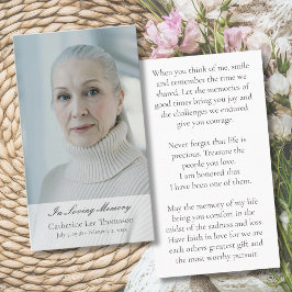 In Loving Memory Elegant Photo Prayer Cards Visitkort