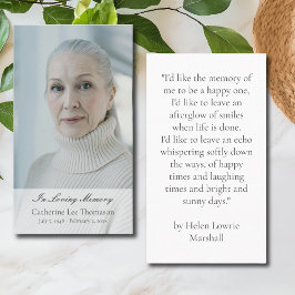 In Loving Memory Elegant Photo Prayer Cards Visitkort