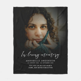 In Loving Memory Elegant Script Memorial Photo Fleecefilt