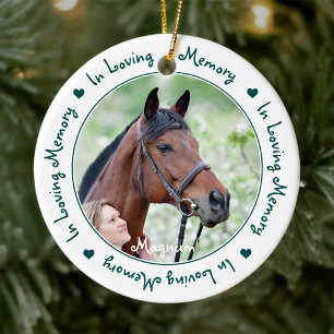 In Loving Memory Equestrian Horse Memorial Photo Julgransprydnad Keramik