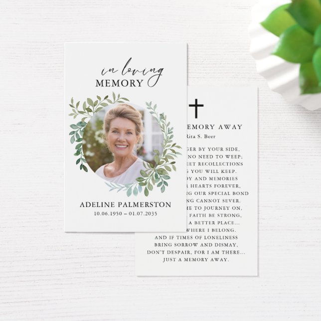 In loving Memory Floral Funeral Prayer Cards Visitkort (Skivbord)