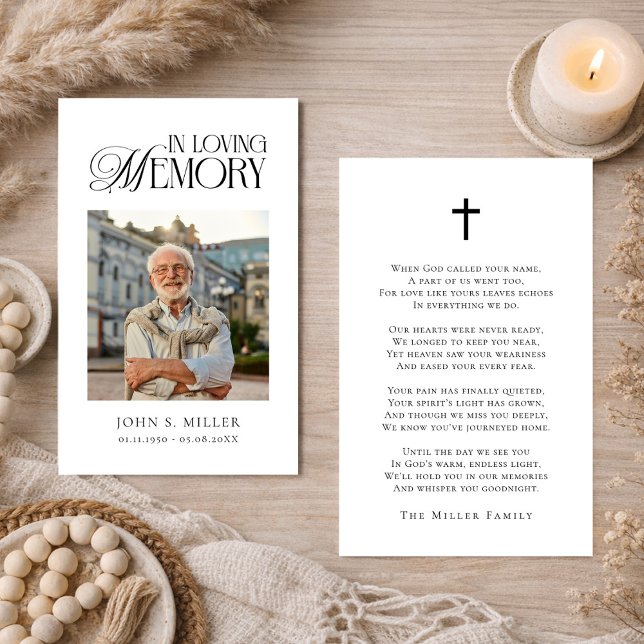 In Loving Memory Funeral Memorial Prayer Card Visitkort (Skapare uppladdad)