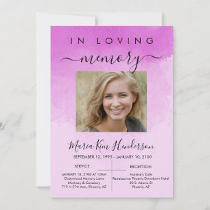 In Loving Memory Funeral Rosa Photo Inbjudningar