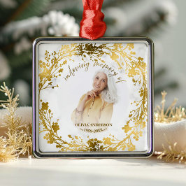 In Loving Memory Gold Foil Photo Memorial Julgransprydnad Metall