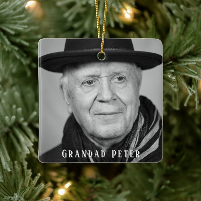 In Loving Memory Grandad Black White Photo Julgransprydnad Keramik (Träd)